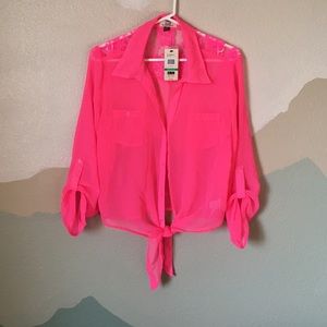 NWT Electric Pink Sheer Blouse